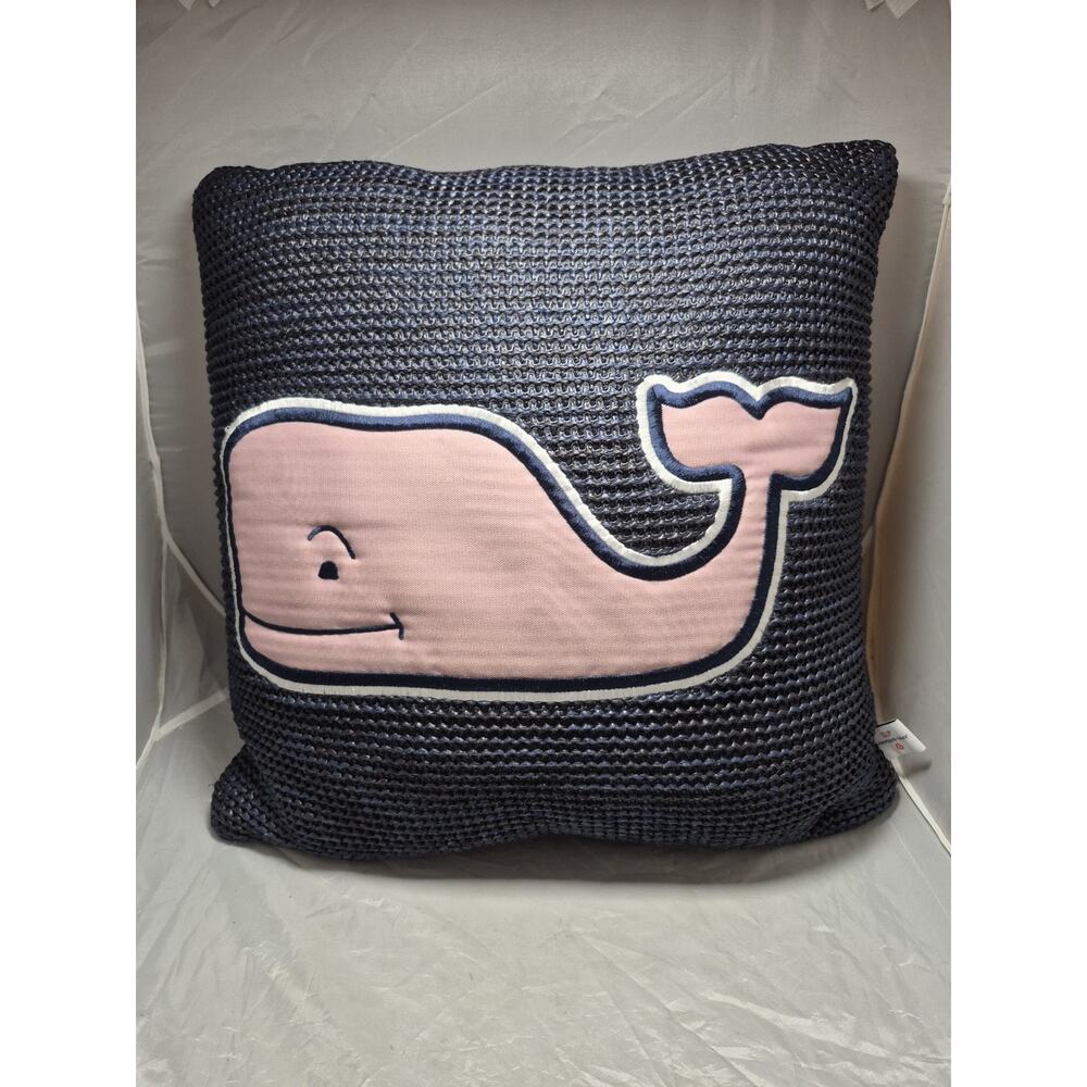 💥 Vineyard Vines Whale Pillow 18" x 18" Blue Pink - Throw -